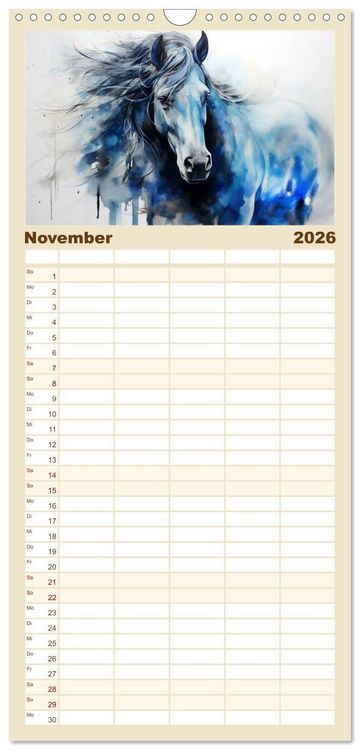 Produktbild: Familienplaner 2026 - Kraftpakete in Aquarell mit 5 Spalten (Wandkalender, 21 x 45 cm) CALVENDO