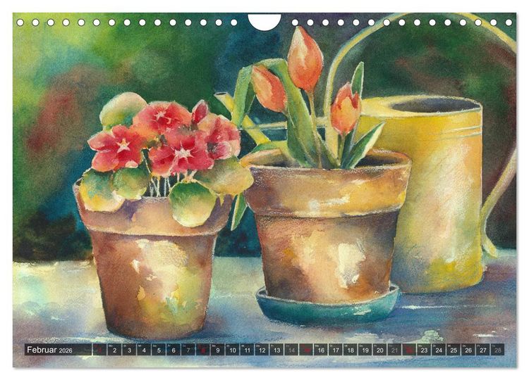 Produktbild: Garten Aquarelle (Wandkalender 2026 DIN A4 quer), CALVENDO Monatskalender