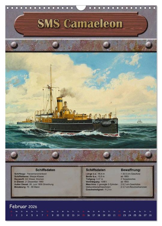 Produktbild: Die kaiserliche Marine 1871 - 1918 (Wandkalender 2026 DIN A3 hoch), CALVENDO Monatskalender