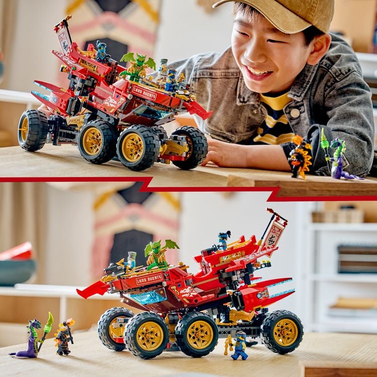 Produktbild: LEGO NINJAGO 71869 W&uuml;stensegler, Spielzeug-LKW f&uuml;r Kinder, 3 Fahrzeuge und 6 Minifiguren