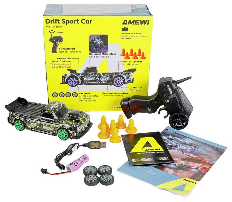 Produktbild: Amewi RC-Modell Gr&uuml;n 1:24 RC Modellauto Elektro Drift Allradantrieb (4WD) RtR 2,4GHz