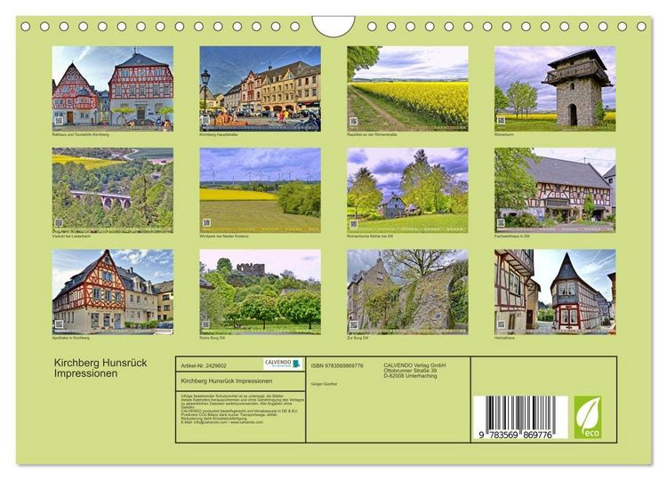 Produktbild: Kirchberg Hunsr&uuml;ck Impressionen (Wandkalender 2027 DIN A4 quer), CALVENDO Monatskalender