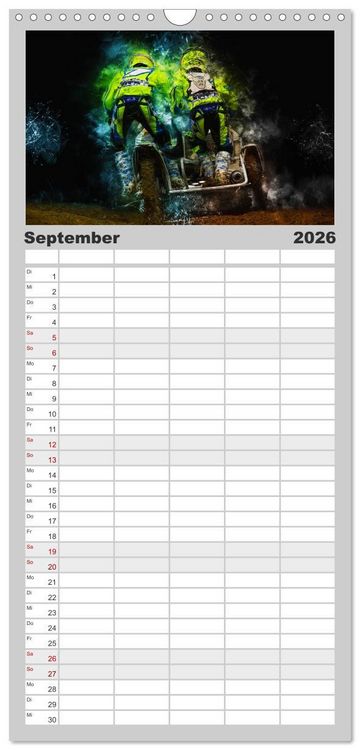 Produktbild: Familienplaner 2026 - Seitenwagen Motocross mit 5 Spalten (Wandkalender, 21 x 45 cm) CALVENDO