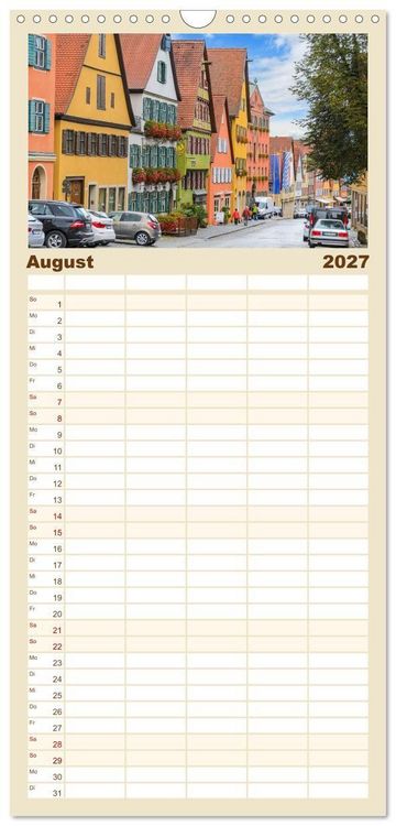 Produktbild: Familienplaner 2027 - Dinkelsb&uuml;hl - Zw&ouml;lf Momente in der Altstadt mit 5 Spalten (Wandkalender, 21 x 45 cm) CALVENDO