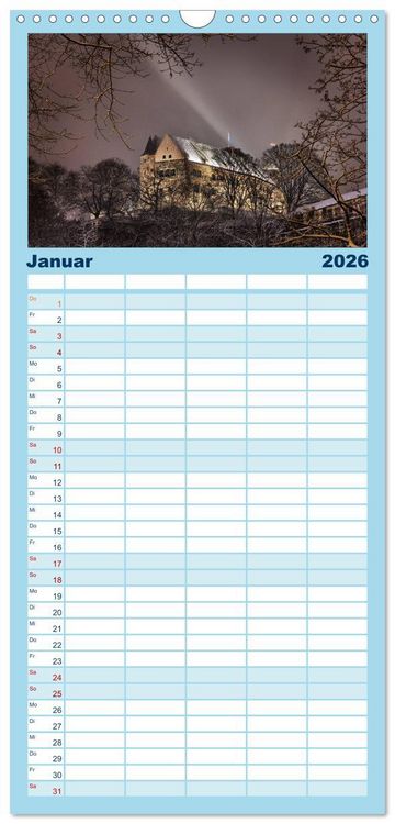 Produktbild: Familienplaner 2026 - N&uuml;rnberg - Die Altstadt bei Nacht mit 5 Spalten (Wandkalender, 21 x 45 cm) CALVENDO