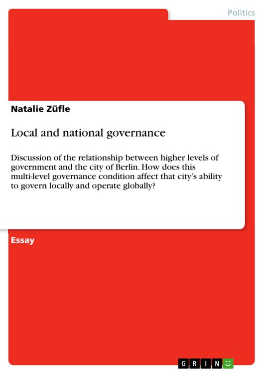 Produktbild: Local and national governance