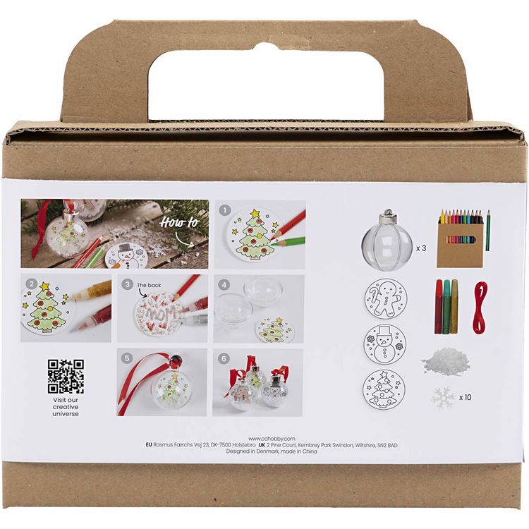 Produktbild: Creativ Company DIY Sets Dekoartikel Mini Kreativ Set Weihnachtskugeln, Zeichnungen, Kreativ Box