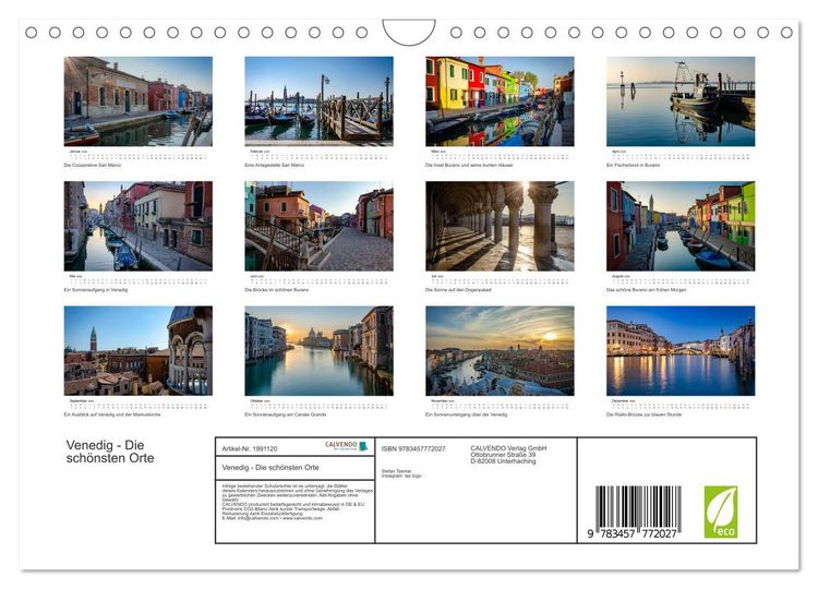 Produktbild: Venedig - Die sch&ouml;nsten Orte (Wandkalender 2026 DIN A4 quer), CALVENDO Monatskalender