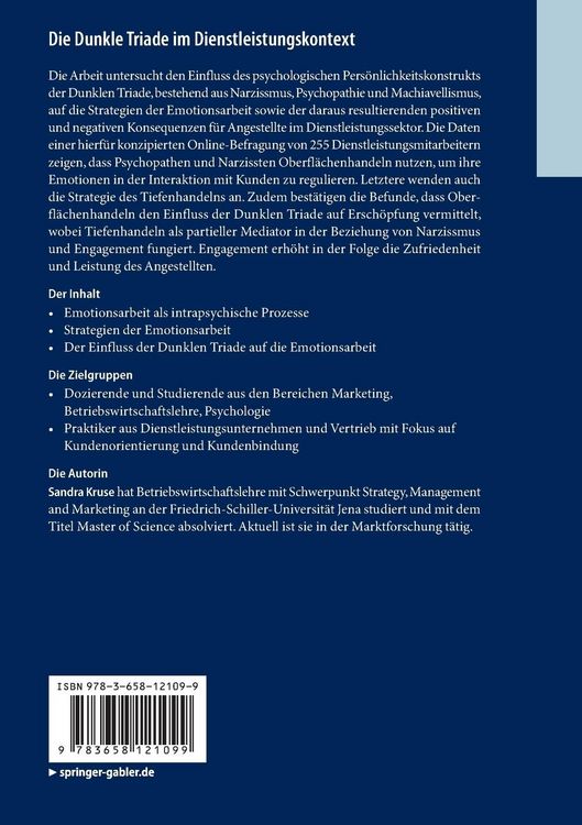 Produktbild: Die Dunkle Triade im Dienstleistungskontext
