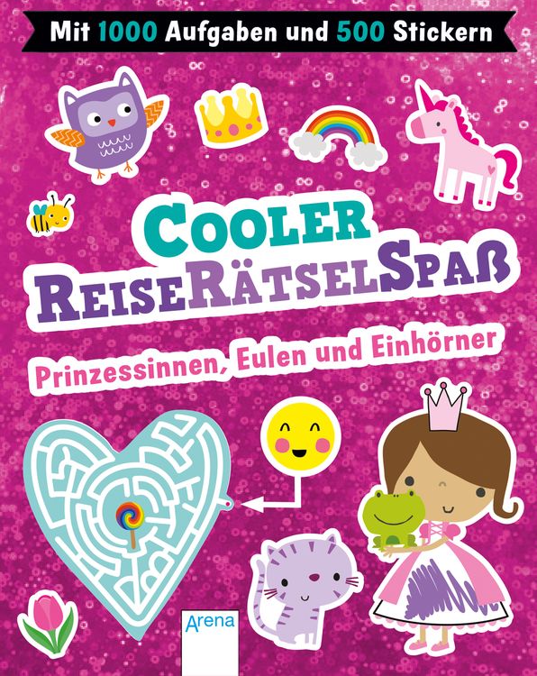 Produktbild: Cooler Reiser&auml;tselspa&szlig;. Prinzessinnen, Eulen und Einh&ouml;rner (Mit 1.000 Aufgaben und 500 Stickern)