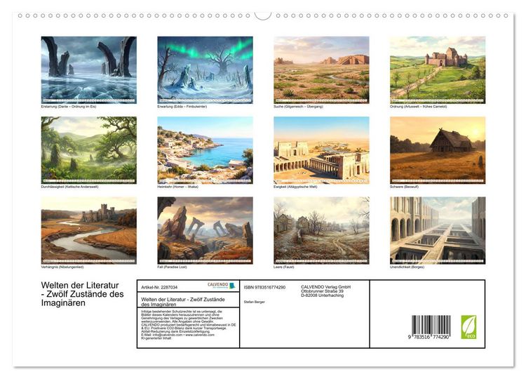 Produktbild: Welten der Literatur - Zw&ouml;lf Zust&auml;nde des Imagin&auml;ren (hochwertiger Premium Wandkalender 2027 DIN A2 quer), Kunstdruck in Hochglanz