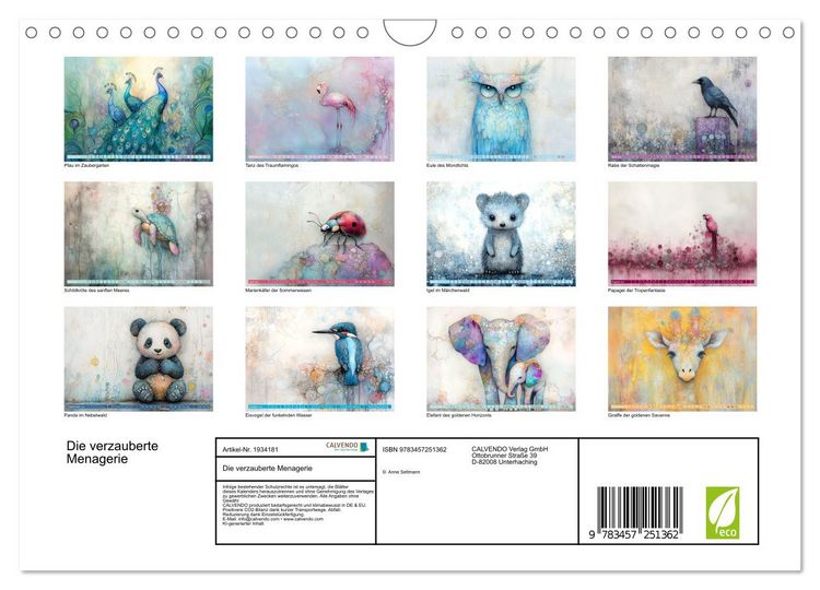 Produktbild: Die verzauberte Menagerie (Wandkalender 2026 DIN A4 quer), CALVENDO Monatskalender
