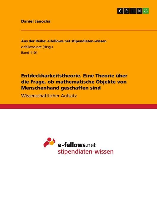 Produktbild: Entdeckbarkeitstheorie. Eine Theorie &uuml;ber die Frage, ob mathematische Objekte von Menschenhand geschaffen sind