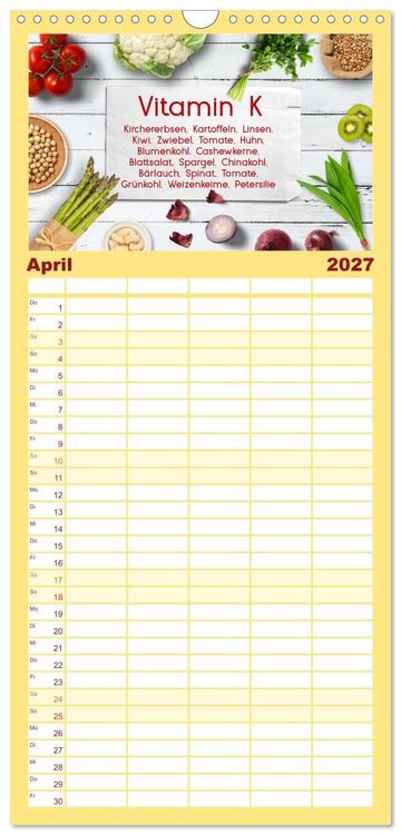 Produktbild: Familienplaner 2027 - Vitalstoffe - fit essen mit 5 Spalten (Wandkalender, 21 x 45 cm) CALVENDO
