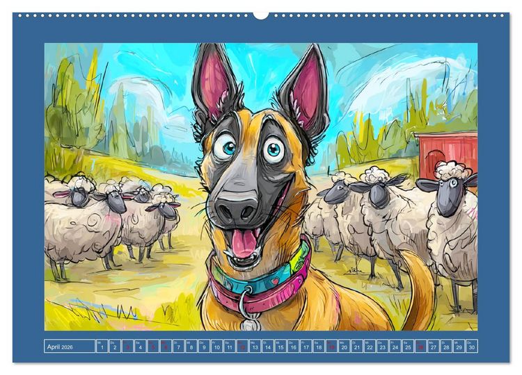 Produktbild: Malinois Fun. Lustige Cartoons vom Diensthund des Jahres! (Wandkalender 2026 DIN A2 quer), CALVENDO Monatskalender