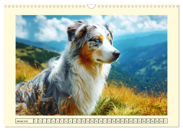 Produktbild: Australian Shepherd. Wanderfreude auf Pfoten im Bergsommer (Wandkalender 2026 DIN A3 quer), CALVENDO Monatskalender