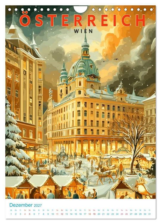 Produktbild: &Ouml;sterreich - Old School Poster Style (Wandkalender 2027 DIN A4 hoch), CALVENDO Monatskalender