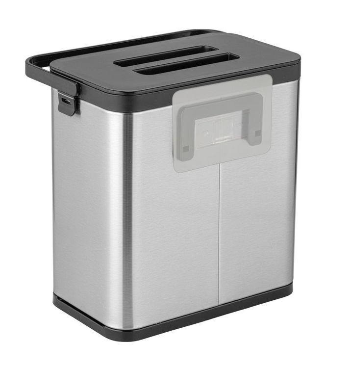 Produktbild: Abfallsammler Mod. Colin 3L, silber matt/schwarz, Edelstahl/Kunststoff, mit Anti-Fingerprint-Finish