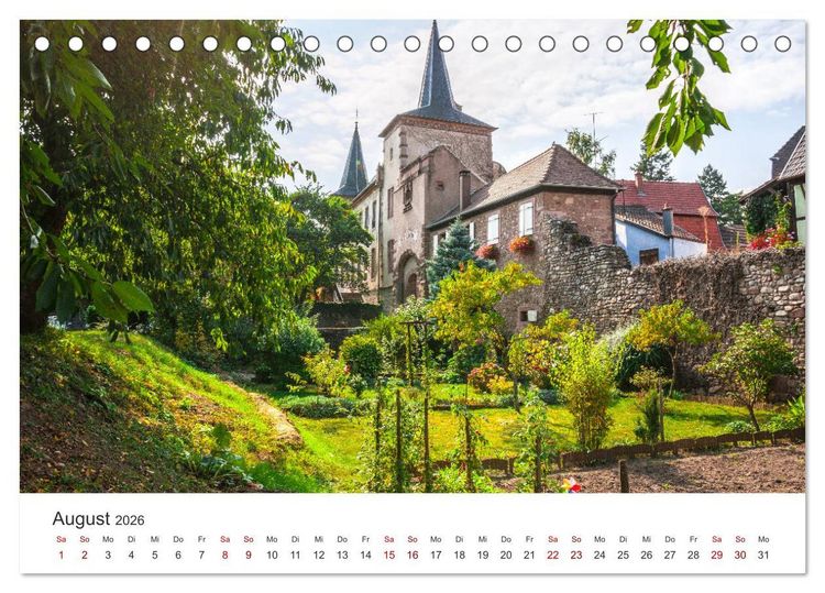 Produktbild: Els&auml;sser Weinstra&szlig;e, malerische D&ouml;rfer in idyllischer Landschaft (Tischkalender 2026 DIN A5 quer), CALVENDO Monatskalender