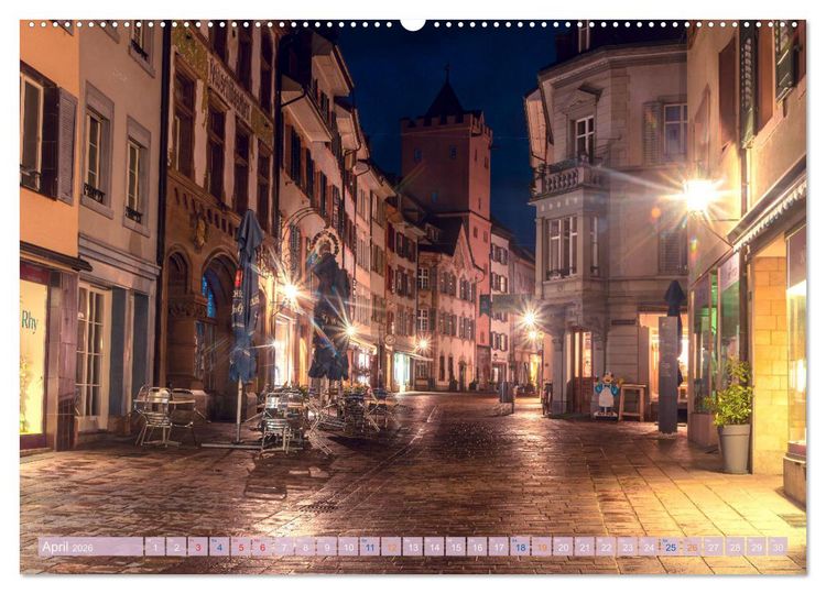 Produktbild: Rheinfelden bei Nacht (Wandkalender 2026 DIN A2 quer), CALVENDO Monatskalender