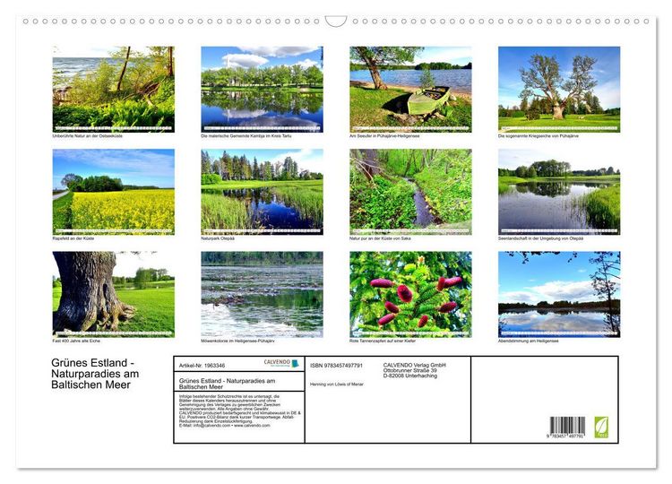 Produktbild: Gr&uuml;nes Estland - Naturparadies am Baltischen Meer (Wandkalender 2026 DIN A2 quer), CALVENDO Monatskalender