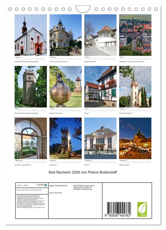 Produktbild: Bad Nauheim 2026 von Petrus Bodenstaff (Wandkalender 2026 DIN A4 hoch), CALVENDO Monatskalender