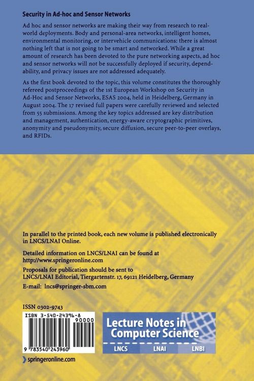 Produktbild: Security in Ad-hoc and Sensor Networks
