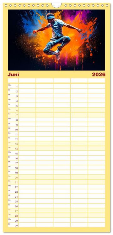Produktbild: Familienplaner 2026 - Color Dance Art mit 5 Spalten (Wandkalender, 21 x 45 cm) CALVENDO