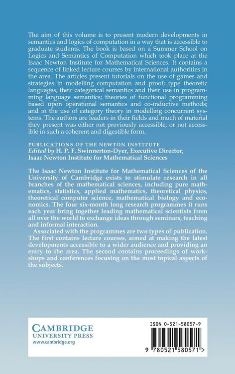 Produktbild: Semantics and Logics of Computation