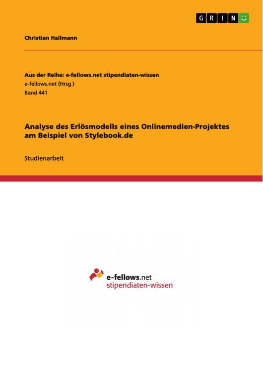 Produktbild: Analyse des Erl&ouml;smodells eines Onlinemedien-Projektes am Beispiel von Stylebook.de