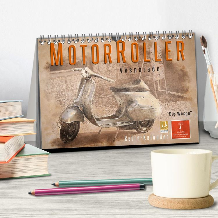 Produktbild: Mototrroller - Vesparade (Tischkalender 2026 DIN A5 quer), CALVENDO Monatskalender