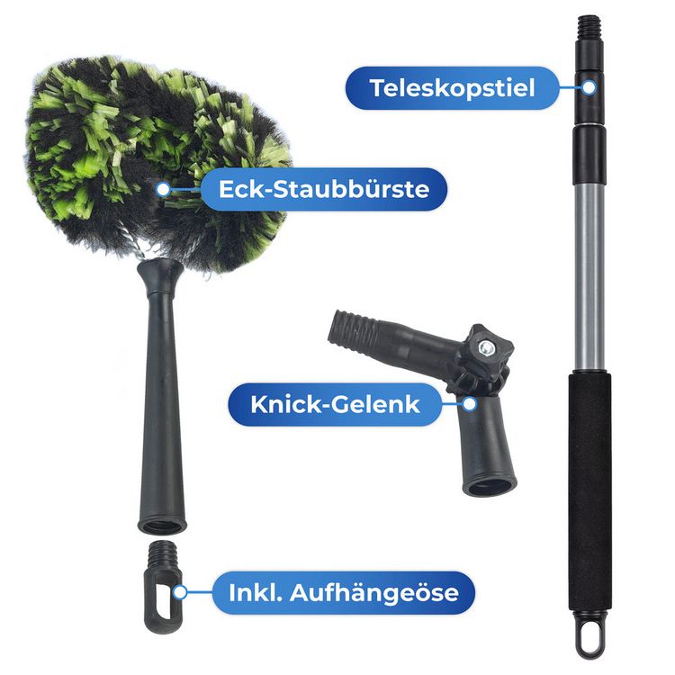 Produktbild: Eck-Staubb&uuml;rste mit Knickgelenk und Teleskop-Stiel, Trocken-, und Nassreinigung