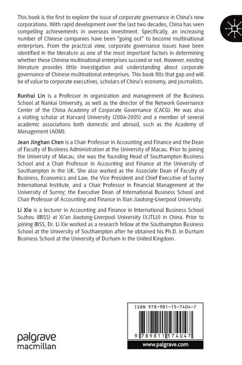 Produktbild: Corporate Governance of Chinese Multinational Corporations