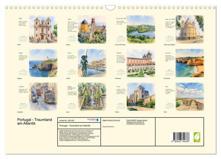Produktbild: Portugal - Traumland am Atlantik (Wandkalender 2026 DIN A3 quer), CALVENDO Monatskalender
