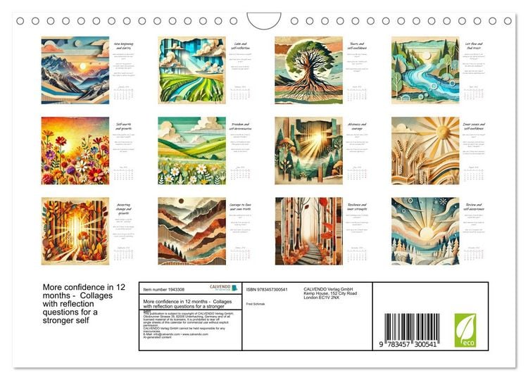 Produktbild: More confidence in 12 months - Collages with reflection questions for a stronger self (Wall Calendar 2026 DIN A4 landscape), CALVENDO 12 Month Wall Calendar