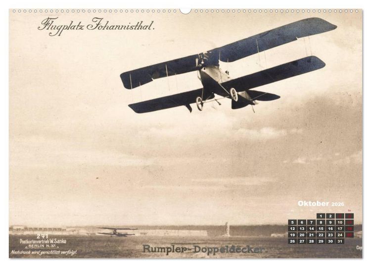 Produktbild: Doppeldecker entdeckt auf historischen Postkarten (Wandkalender 2026 DIN A2 quer), CALVENDO Monatskalender