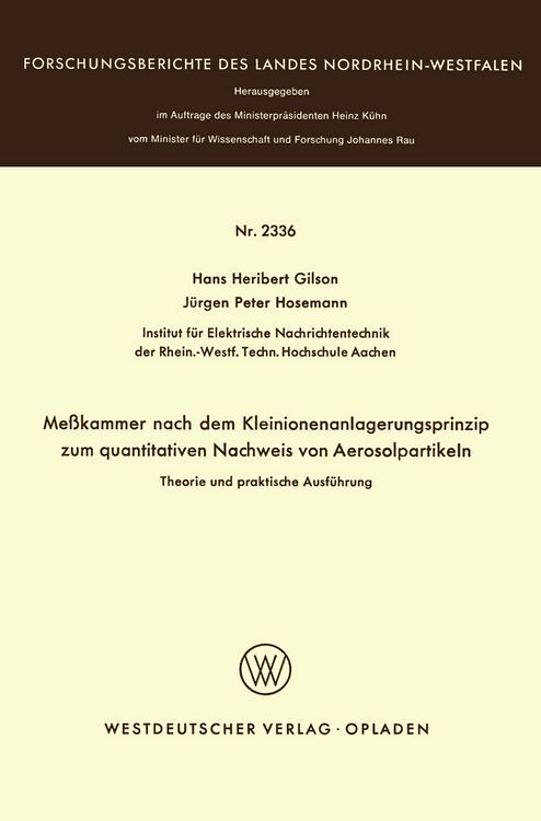 Produktbild: Me&szlig;kammer nach dem Kleinionenanlagerungsprinzip zum quantitativen Nachweis von Aerosolpartikeln Theorie und praktische Ausf&uuml;hrung