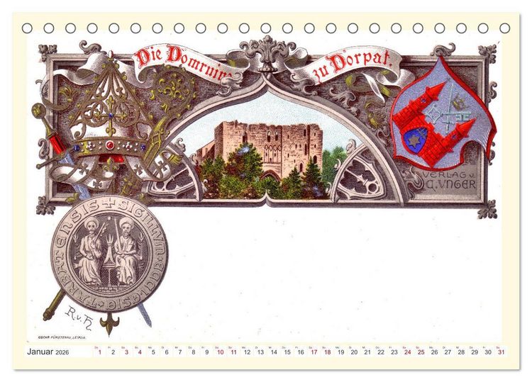 Produktbild: Gruss aus Dorpat - Tartu in historischen Ansichten (Tischkalender 2026 DIN A5 quer), CALVENDO Monatskalender