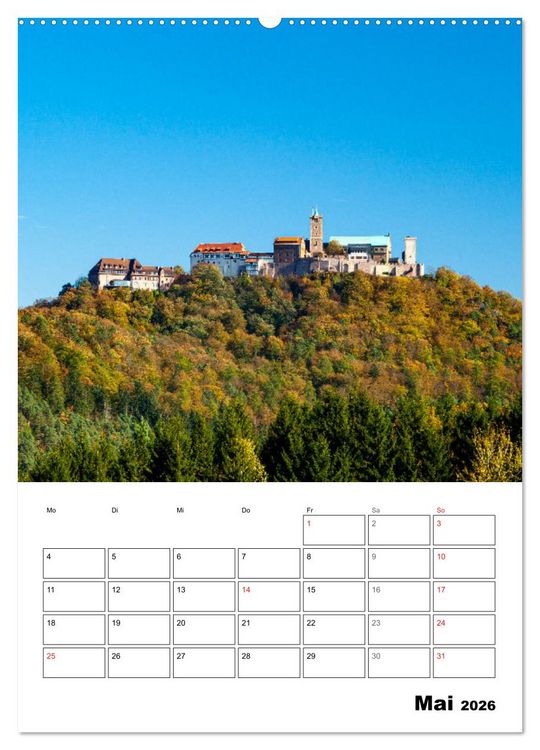 Produktbild: Die Th&uuml;ringer Wartburg (Wandkalender 2026 DIN A2 hoch), CALVENDO Monatskalender