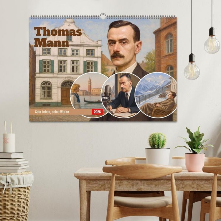 Produktbild: Thomas Mann. Sein Leben, seine Werke (Wandkalender 2026 DIN A2 quer), CALVENDO Monatskalender