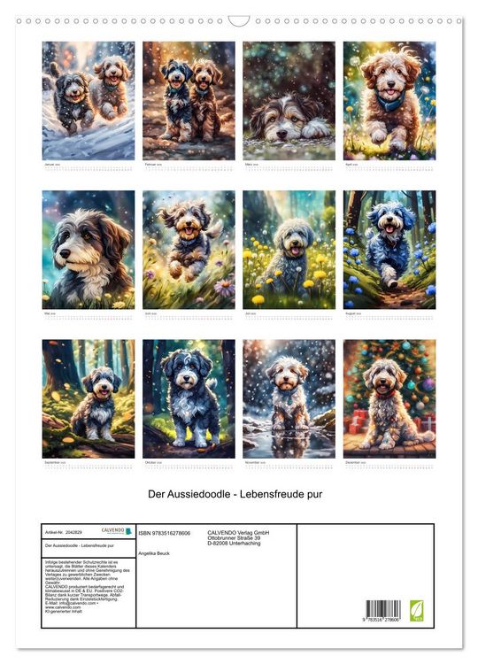 Produktbild: Der Aussiedoodle - Lebensfreude pur (Wandkalender 2026 DIN A2 hoch), CALVENDO Monatskalender