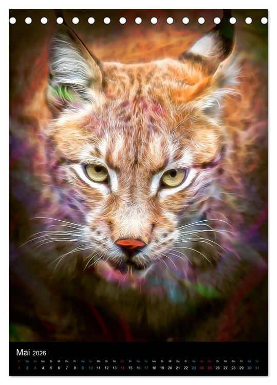 Produktbild: Raubkatzen - Artwork (Tischkalender 2026 DIN A5 hoch), CALVENDO Monatskalender