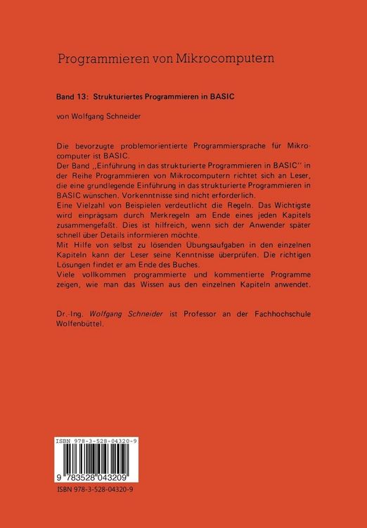 Produktbild: Strukturiertes Programmieren in BASIC
