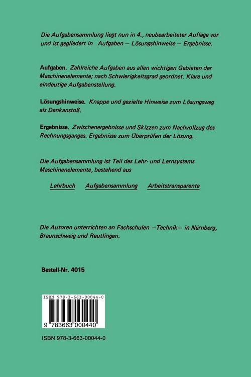 Produktbild: Aufgabensammlung Maschinenelemente