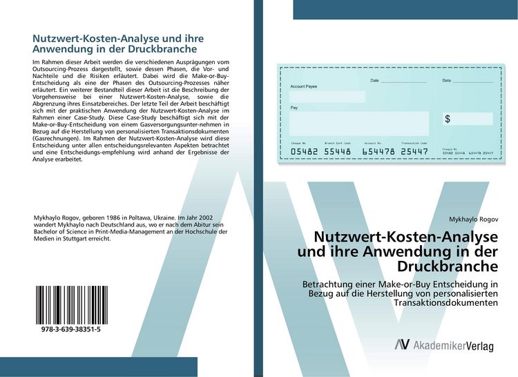 Produktbild: Nutzwert-Kosten-Analyse und ihre Anwendung in der Druckbranche
