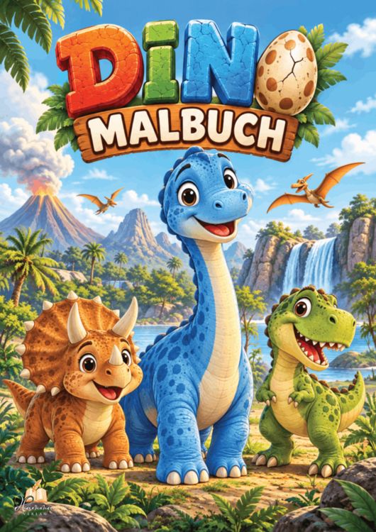 Produktbild: Dino Malbuch f&uuml;r Kinder ab 4 Jahren mit 50 s&uuml;&szlig;en Ausmalbildern