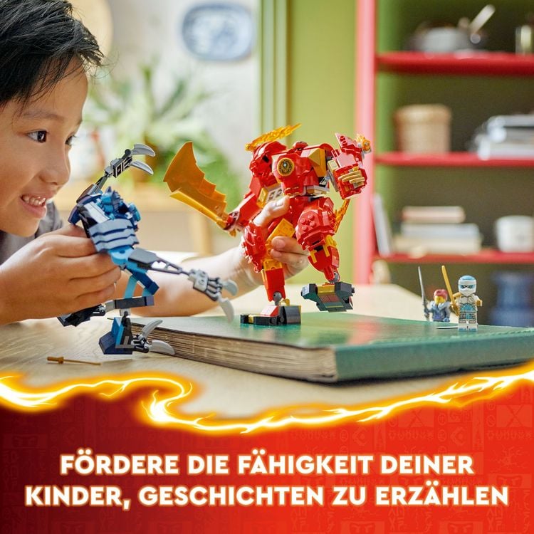 LEGO NINJAGO 71808 Kais Feuermech, Action-Spielzeug mit 2 Actionfiguren