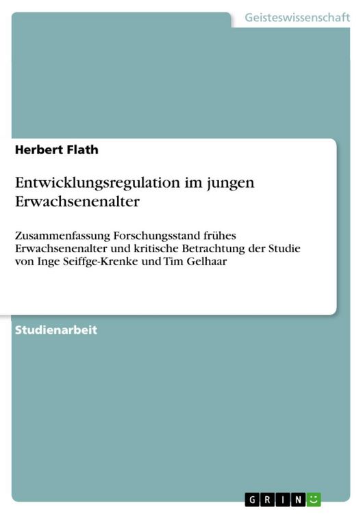 Produktbild: Entwicklungsregulation im jungen Erwachsenenalter