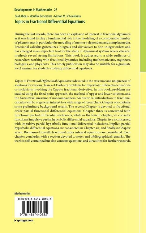 Produktbild: Topics in Fractional Differential Equations