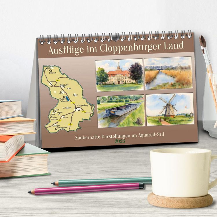 Produktbild: Ausfl&uuml;ge im Cloppenburger Land (Tischkalender 2026 DIN A5 quer), CALVENDO Monatskalender